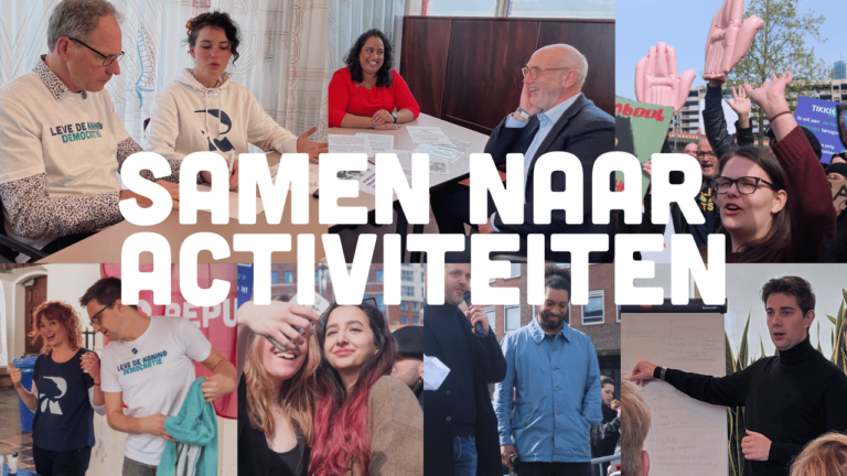 Samen met andere leden van Republiek naar een activiteit